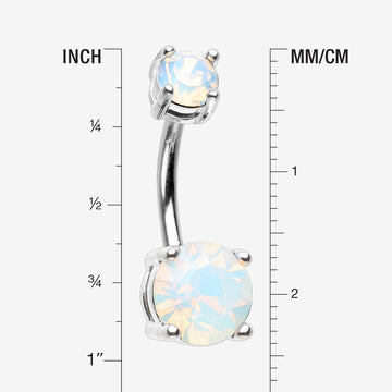 Detail View 1 of Opalite Sparkle Prong Set Belly Button Ring-White